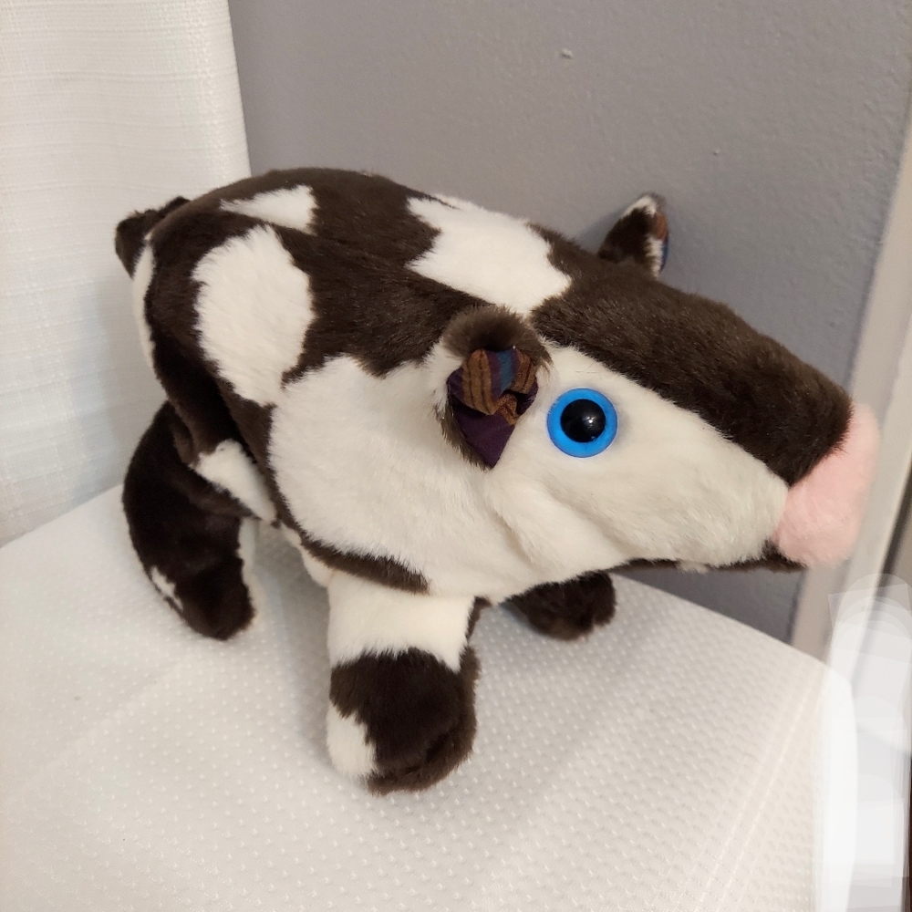 Bean Bag Pig Plush Toy Barnyard Animal Blue Eyes Faux Fur Country Farm
